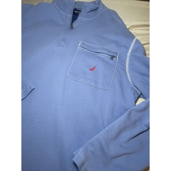 Nautica 1/4 Zip Light Blue Pullover Men's Sz XL - Picture 3 of 10